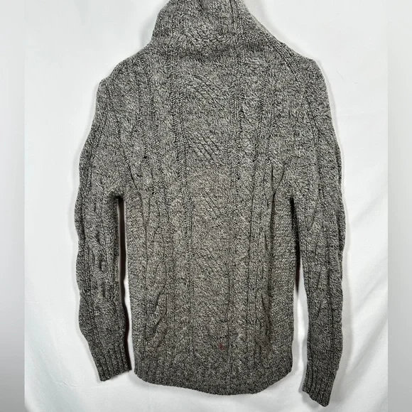 Banana Republic cozy knit turtleneck lambswool cable sweater women’s small gray - Picture 3 of 9